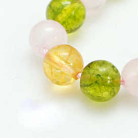Gemstone Beads Strands, including Natural Dyed & Heated Citrine, Natural Dyed & Heated Quartz Crystal, Natural Rose Quartz, Round