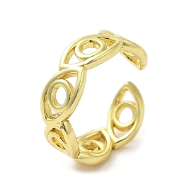 Rack Plating Brass Finger Ring, Cuff Ring, Long-Lasting Plated, Cadmium Free & Lead Free, Eye