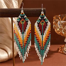 Bohemian Style Handmade Glass Bead Dangle Earrings for Daily Wear