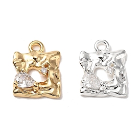 Латунные микропаве прозрачные кубические циркониевые подвески, без кадмия, без никеля и без свинца, квадратный
