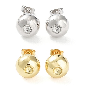 Brass Half Round Stud Earring Findings, Earring Settings for Rhinestone