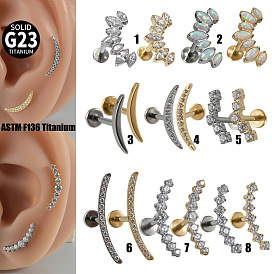 G23 титан с прозрачным кубическим цирконием лабреты с внутренней резьбой, луна