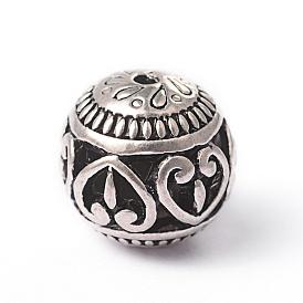 Tibetan Style Alloy Beads, Round, Hollow, 14mm, Hole: 2mm