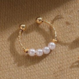 Абс пластик жемчужные овальные бусины перстни, сплав манжеты кольца