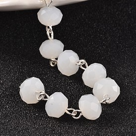 Имитация нефрита стеклянные бусы Rondelle цепи для изготовления браслетов ожерелья, с серебристым латунным ушком, несварные, 39.3 дюйм, около 87 шт / нитка