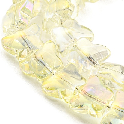 Full Rainbow Plated Electroplate Transparent Glass Beads Strands, Butterfly