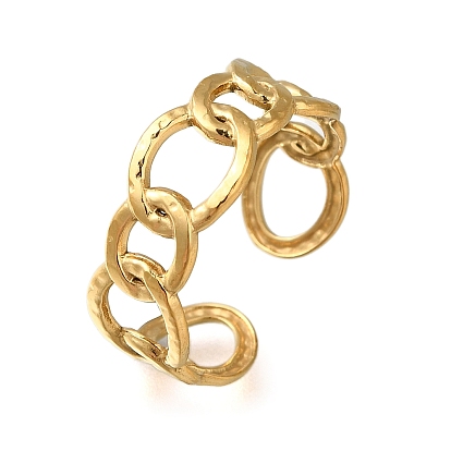 Curb Chain 304 Stainless Steel Open Cuff Ring for Women
