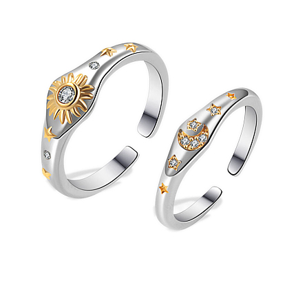 Открытая манжета из латуни Sun Moon с цирконием и микро-паве для женщин