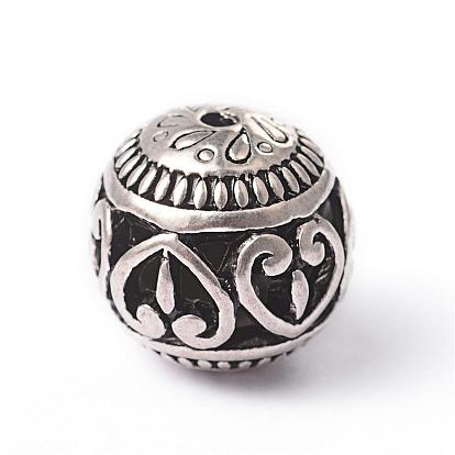 Tibetan Style Alloy Beads, Round, Hollow, 14mm, Hole: 2mm