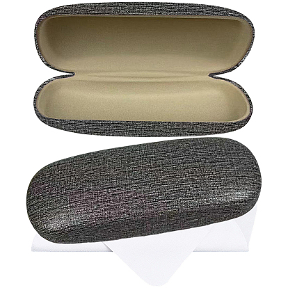 1Pc Oval Polyester Eyeglass Cases, with 1Pc Suede Fiber Glasses Cleaning Cloth