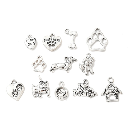 Сплавочные подвески тибетского стиля, античное серебро, брелоки из серии "Собаки"