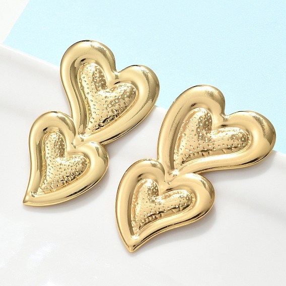 304 из нержавеющей стали серьги, ионное покрытие (ip), Двойное сердце