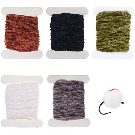 5Pcs 5 Colors Chenille Fly Fishing Tinsel Tying Materials