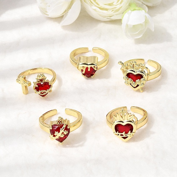 Стеклянные манжеты с открытыми кольцами, медные кольца, святое сердце, долговечный, без кадмия и без свинца