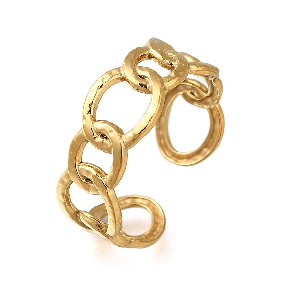 Curb Chain 304 Stainless Steel Open Cuff Ring for Women