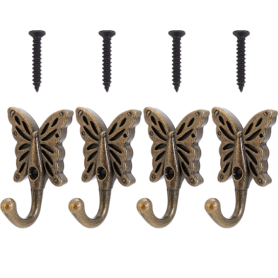 Настенные вешалки для одежды из сплава, бабочка
