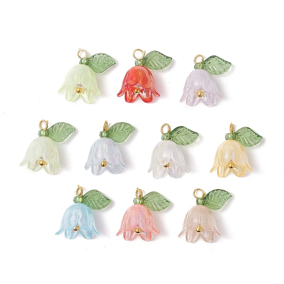 Подвески из листьев флоры и цветов лилии, с медными петлями