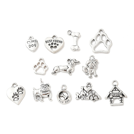 Сплавочные подвески тибетского стиля, античное серебро, брелоки из серии "Собаки"