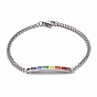 Rainbow Pride Bracelet, Enamel Rectangle Bar Link Bracelet for Men Women