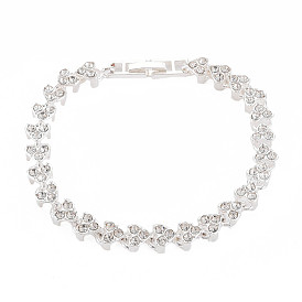 Теннисный браслет с кристаллами и стразами, браслет-цепочка с сердечным звеном из сплава для женщин