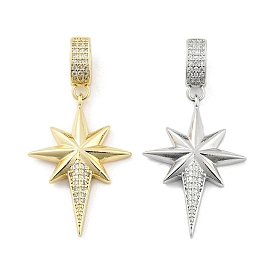 Латунные микропаве прозрачные кубические цирконии звезды европейские подвески шармы, Подвески с большими отверстиями