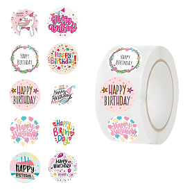 500Pcs Happy Birthday Paper Self-Adhesive Stickers, for DIY Photo Album Diary Scrapbook Decoration