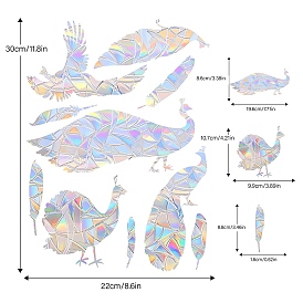 Peacock Rainbow Prism Electrostatic Window Stickers, PVC Anti Collision Stickers, for Windows, Glass Doors, Mirrors Decorations