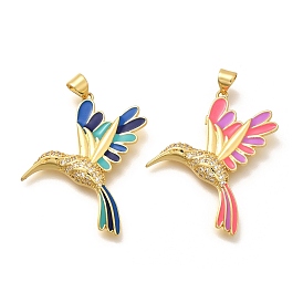 Реечное покрытие латунь микропаве кубический цирконий эмаль подвески, прелести колибри, долговечный, без свинца и без кадмия, реальный 18 k позолоченный