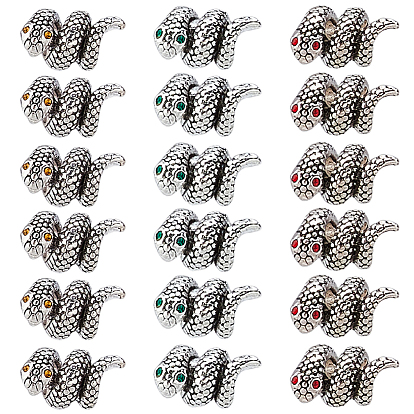 18 шт. 3 цвета тибетского стиля сплава стразы европейские бусины, бусины с большим отверстием, змея