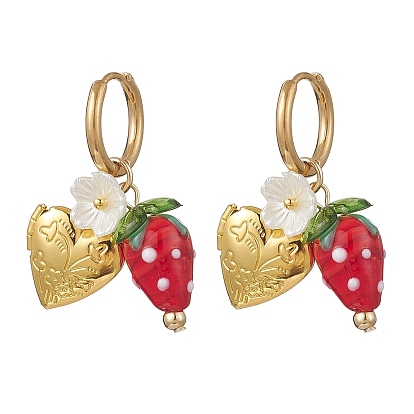 Акриловые серьги-кольца в форме сердца, с подвесками-фоторамками, с ручной работой, искусственным жемчугом из АБС-пластика, фурнитурой для сережек из латуни и нержавеющей стали, золотые