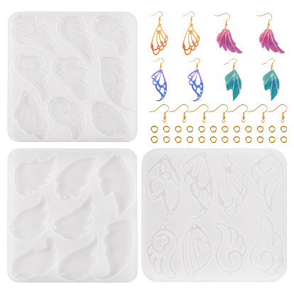 Силиконовые формы для подвесок в виде крыльев и наборы для изготовления сережек из латуни