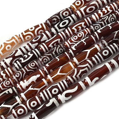 Нити бусин дзи в форме риса в тибетском стиле, природных бисера агат, окрашенная и подогревом, седло коричневый