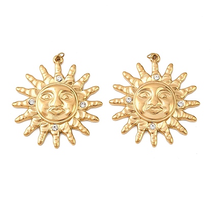 304 подвески из нержавеющей стали, солнце, со стразами, ионное покрытие (ip), с целью перехода в кольце