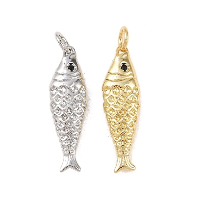 Латунные микро проложить кубического циркония подвески, рыбы прелести, долгоиграющий, стойки покрытие, без свинца и без кадмия, с целью перехода в кольце