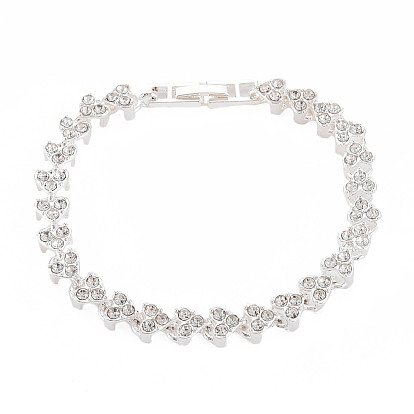 Теннисный браслет с кристаллами и стразами, браслет-цепочка с сердечным звеном из сплава для женщин