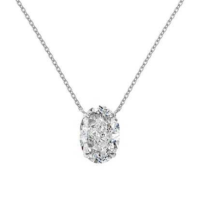 Овальное родиевое покрытие 925 стерлинговое серебро паве 8прозрачный кубический цирконий кулон ожерелья-цепочки для женщин