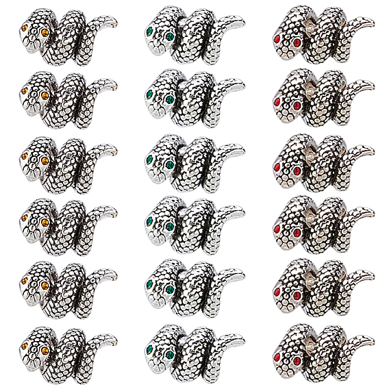 18 шт. 3 цвета тибетского стиля сплава стразы европейские бусины, бусины с большим отверстием, змея