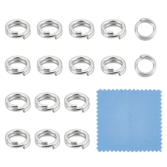 16шт. 925 Разъемные кольца из стерлингового серебра, двойное кольцо-петля, 1 с тканью для полировки ПК