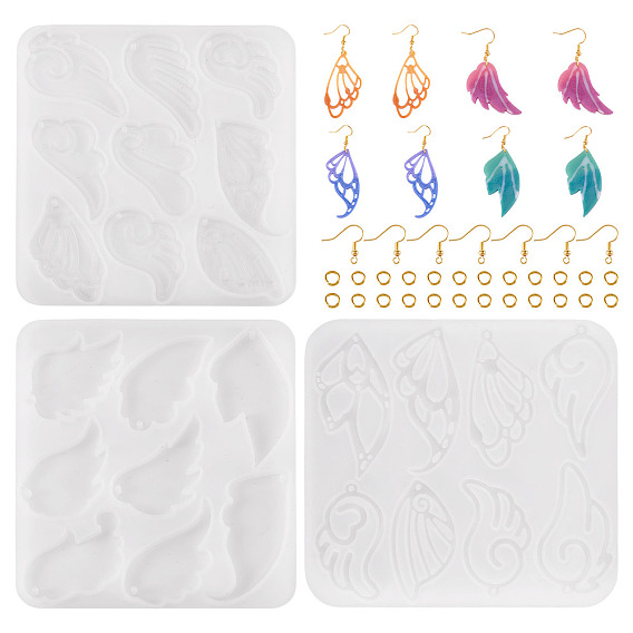 Силиконовые формы для подвесок в виде крыльев и наборы для изготовления сережек из латуни