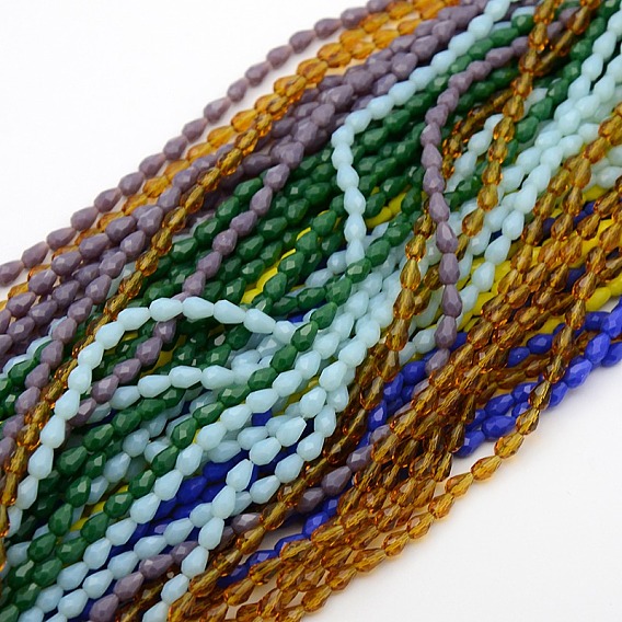 Teardrop Glass Beads Strands, Faceted, 3.5x5mm, Hole: 1mm,  about 99pcs/strand, 19.8 inch