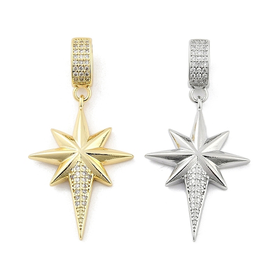 Латунные микропаве прозрачные кубические цирконии звезды европейские подвески шармы, Подвески с большими отверстиями