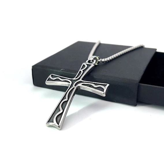 Ретро винтажный крест ожерелья из нержавеющей стали с подвеской