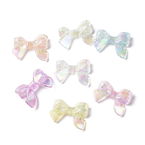 УФ-покрытие Радужные радужные прозрачные акриловые бусины с кракле, бантом