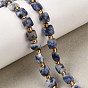 Natural Blue Spot Jasper Beads Strands, Faceted Square, with Seed Beads