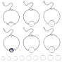12Pcs 3 Styles 304 Stainless Steel Cable Chain Bracelet Making, with Lobster Claw Clasps and Flat Round Cabochon Settings, with 12Pcs 3 Styles Transparent Glass Cabochons