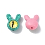 Spray Painted Alloy Beads, with Glass, Rabbit