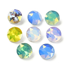 K9 GLass Rhinestone Cabochons, Faceted, Pointed Back & Back Plated, Flat Round