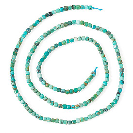 1 Strand Natural HuBei Turquoise Beads Strands, Faceted Table Cut Cube