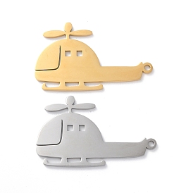 304 Stainless Steel Pendants, Laser Cut, Helicopter Charm