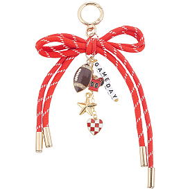 Pendentifs décoratifs en polyester, acrylique et alliage émaillé, nœud papillon, rugby et cœur